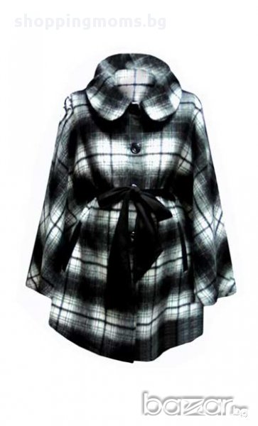 Пелерина за макси дами и бременни 0921 черно-бяло каре, снимка 1