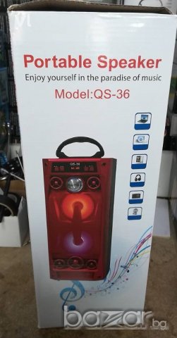 Тонколонка  QS-36 +FM+bluetooth, + USB,+ SD , снимка 4 - Тонколони - 20780660