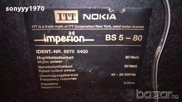 Itt-nokia-imperion bs5-80/8ohms/2х80watt-78/25/24см-внос швеицария, снимка 8 - Тонколони - 14600719