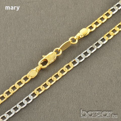 двуцветен ”фигаро” от неръждаема стомана, снимка 2 - Колиета, медальони, синджири - 19317029