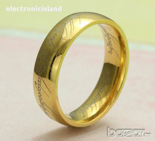 Властелинът на пръстена дизайн, 316l титаниева стомана,лазерно гравиран, цвят злато / сребро /черен, снимка 5 - Пръстени - 8681133