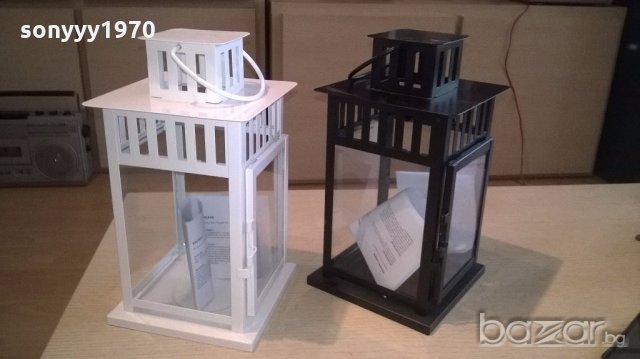 Красив черен/бял фенер с размери 30х15х15см-нов, снимка 2 - Антикварни и старинни предмети - 18623310