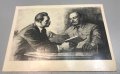 Картичка - рисувани портрети на Ленин и Горький от 1969 г. - РЕТРО !