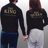 ЗА ВЛЮБЕНИ! LOVE БЛУЗИ ROYAL KING & QUEEN принт! ПОРЪЧАЙ модел С ТВОЯ ИДЕЯ, снимка 3 - Блузи с дълъг ръкав и пуловери - 15580206