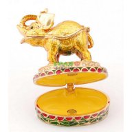 Декоративна метална кутийка за бижута във формата на слон върху поставка - фаберже, снимка 2 - Декорация за дома - 15788657