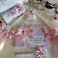Комплект за кръщене в розово с калинки, снимка 2 - Подаръци за кръщене - 16542324
