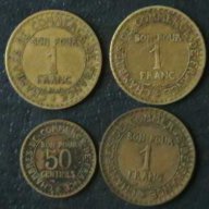 лот 4 монети от 50 сантима и 1франк 1921-1924, Франция, снимка 1 - Нумизматика и бонистика - 8391168