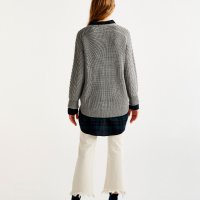 Pull and bear сив пуловер с интересна плетка, снимка 5 - Блузи с дълъг ръкав и пуловери - 24677054