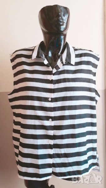 Н&М Черно бяла райе риза шифон и трико ХХЛ, снимка 1
