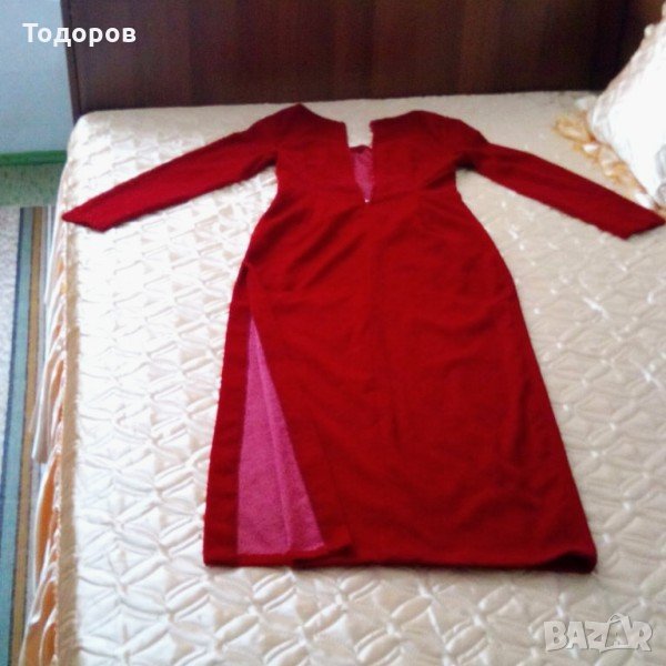 Червена рокля копринено кадифе + подарък, снимка 1