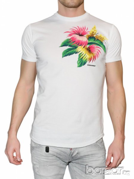 DSQUARED D2 FLOWERS CHEST PRINT Мъжка Тениска size S, снимка 1