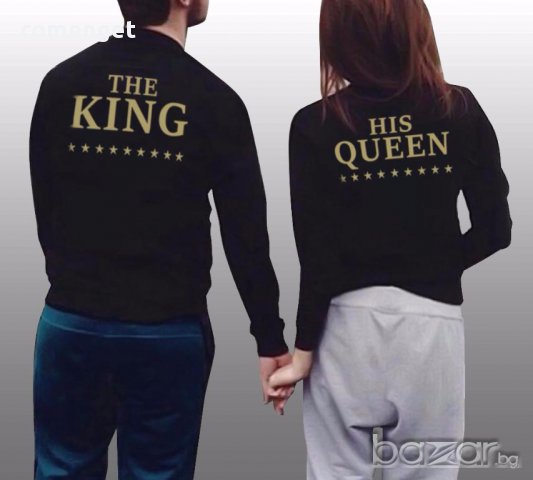 ЗА ВЛЮБЕНИ! LOVE БЛУЗИ ROYAL KING & QUEEN принт! ПОРЪЧАЙ модел С ТВОЯ ИДЕЯ, снимка 3 - Блузи с дълъг ръкав и пуловери - 15580206