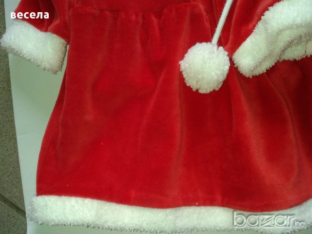 Коледна рокля за бебе, червена плюшена рокля за коледа бебешка, снимка 3 - Бебешки рокли - 12957091