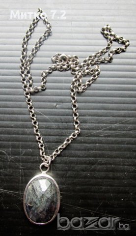 Сребърен медальон с естествен камък, снимка 2 - Колиета, медальони, синджири - 16984723
