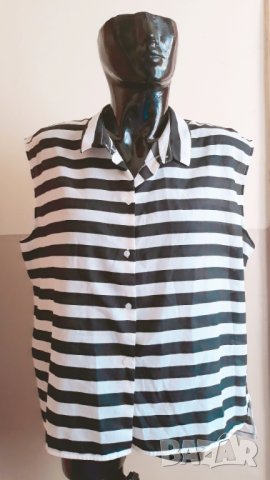 Н&М Черно бяла райе риза шифон и трико ХХЛ, снимка 1 - Ризи - 22610724