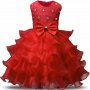 Детска рокля кристали червена ново. 7-8 години.налична