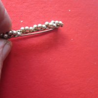 Старинна игла брошка с естествени перли , снимка 5 - Други - 25535751