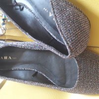 Zara блестящи обувки с нисък ток, снимка 2 - Дамски ежедневни обувки - 25513848