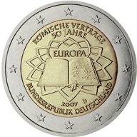 2 Евро монети (възпоменателни) емитирани 2007г (50 години от Подписването на Римският договор), снимка 1 - Нумизматика и бонистика - 16924227