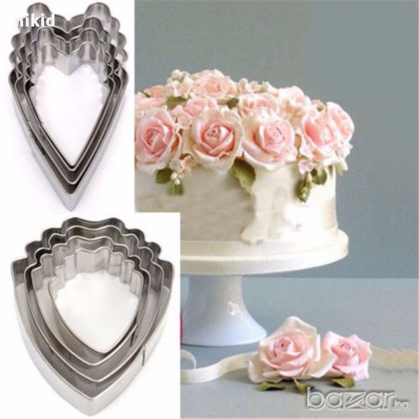 2 вида дълги широки листа 4 бр метални резци Божур венчелистче за направа цвете украса декорация , снимка 1