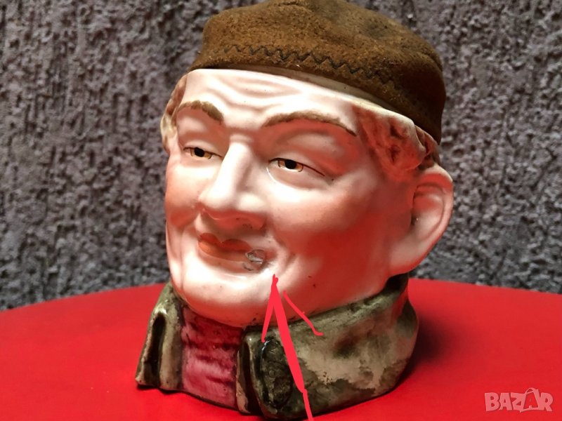 Порцеланова глава/табакера за съхранение на тютюн, снимка 1