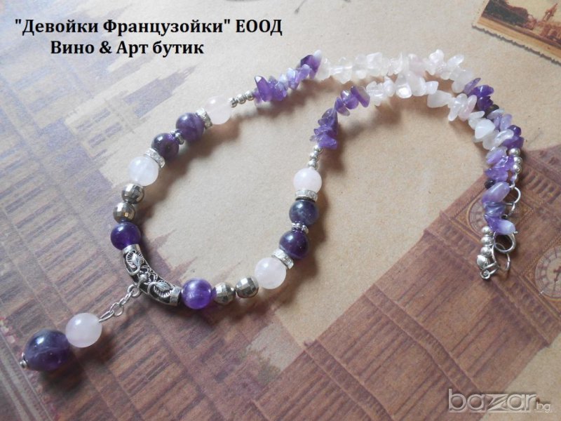 Колие от аметист и розов кварц, снимка 1