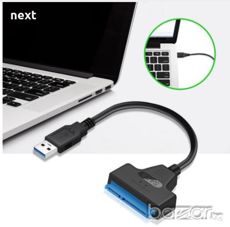 USB 3.0 Кабел за връзка към твърд диск 2.5" SATA HDD / SSD + Гаранция, снимка 1
