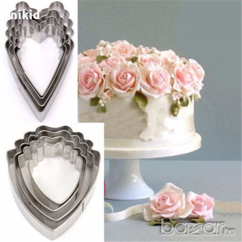 2 вида дълги широки листа 4 бр метални резци Божур венчелистче за направа цвете украса декорация 