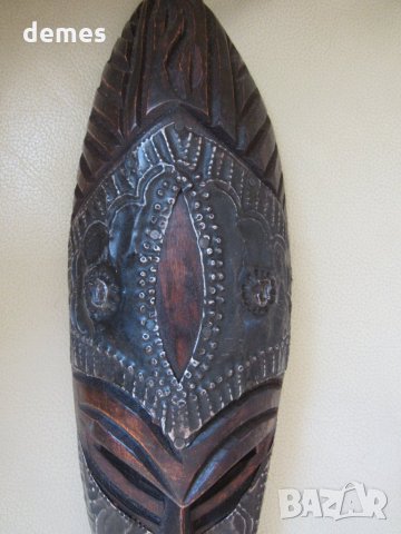  Африканска маска от абанос и мед, снимка 2 - Колекции - 23437736