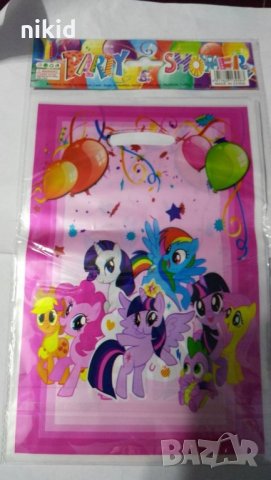 10 бр торбички Малкото Пони My Little Pony розов фон за сладки подарък рожден ден парти, снимка 1 - Подаръци за рожден ден - 21689487