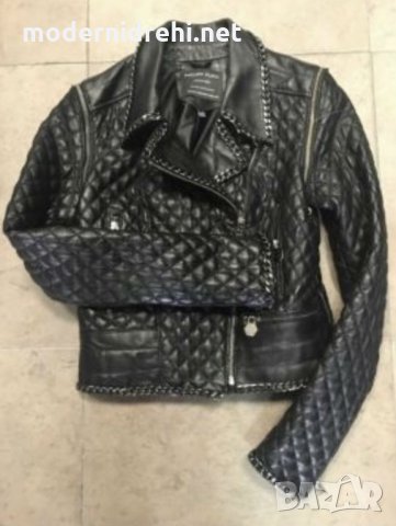 Дамско кожено яке естествена кожа модел на Philipp Plein black, снимка 1 - Якета - 23860302