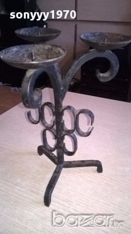 Ретро свещник-27х20х20-ковано желязо, снимка 11 - Антикварни и старинни предмети - 17943295
