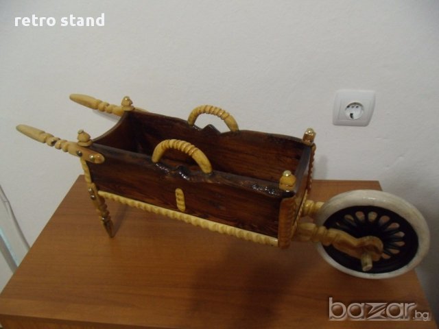 № 169 стара интериорна количка  - материал - дърво  - ръчна изработка  - размери 71 / 17 / 25 см  - 