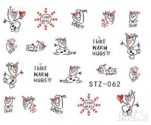 STZ-062 Олаф от Замръзналото Кралство татос ваденки водни стикери за нокти маникюр
