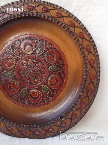22 см. Старинна чиния за стена дърворезба уникална/Германия, снимка 4 - Антикварни и старинни предмети - 16367841