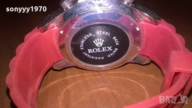 нов часовник-гумена червена каишка, снимка 4 - Други - 21835038