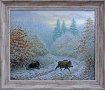 Диви прасета в гора, картина за ловци , снимка 1 - Картини - 18458580
