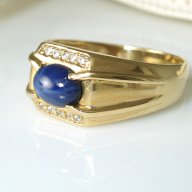 златен пръстен със ЗВЕЗДЕН САПФИР 4.94 грама, снимка 4 - Пръстени - 18161668