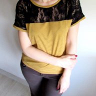 Дамска блуза с дантела в жълто, снимка 3 - Корсети, бюстиета, топове - 10785587