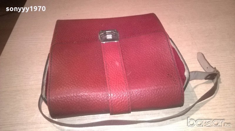 ретро кожена чанта с ремък за бинокък или камера-внос франция, снимка 1