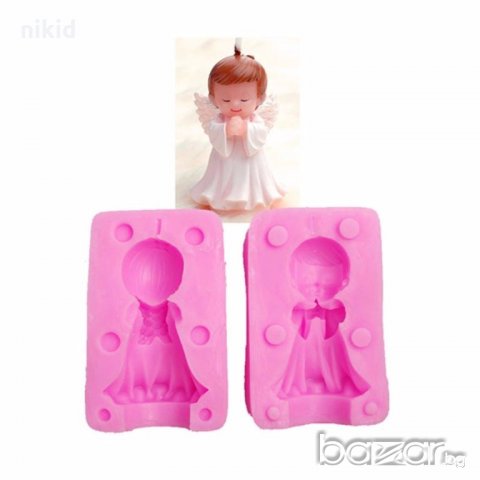 3D момче момиче ангел калъп 2 части силиконов молд форма фондан сапун гипс свещ декорация фигурка, снимка 3 - Форми - 18985744