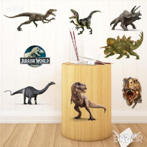  Jurassic World 10 Динозавъра Динозаври стикер за детска стая за стена и мебел самозалепващ лепенка, снимка 1 - Други - 25297814
