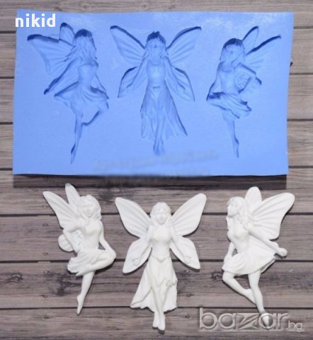 3 големи феи фея пеперуди силиконов молд форма за декорация торта фондан шоколад и др, снимка 1 - Форми - 18088841