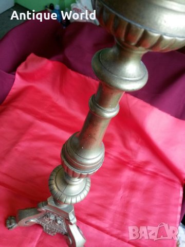 Стар Голям Църковен БРОНЗОВ Свещник, снимка 3 - Антикварни и старинни предмети - 25220360