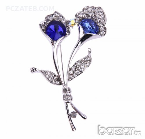 Брошка "Кала" синя, снимка 1