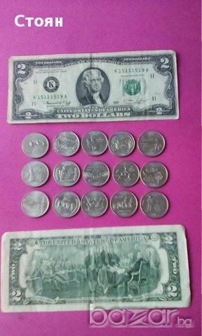 25 цента с герба на 6 щата $2 банкнота, Жетон от US казино , снимка 6 - Нумизматика и бонистика - 8955101