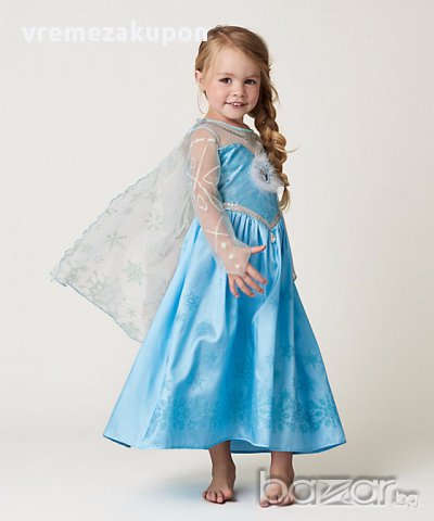 Много нежна и красива рокля на Елза от Замръзналото кралство с шлейф, който може да се маха