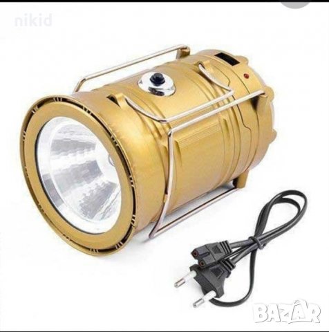 Соларна ЛЕД LED лампа с usb изход за къмпинг и риболов фенер прожектор, снимка 1 - Къмпинг осветление - 25888303