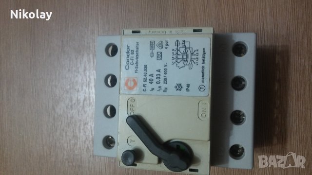 ДЕФЕКНОТОКОВА ЗАЩИТА,ABB,LEGRAND, FI-Schutzschalter 40 A 0,03 A, "Condor" C-FI 62 A
