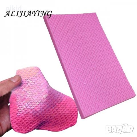 Голяма текстура имитация люспи риба русалка силиконов молд форма за фондан украса торта декорация 